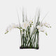 Artificial White Orchid in Glass Vase - Luxury Faux Floral Centrepiece