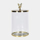 Christmas Reindeer Lidded Jar - Gold & Glass Festive Storage Decoration