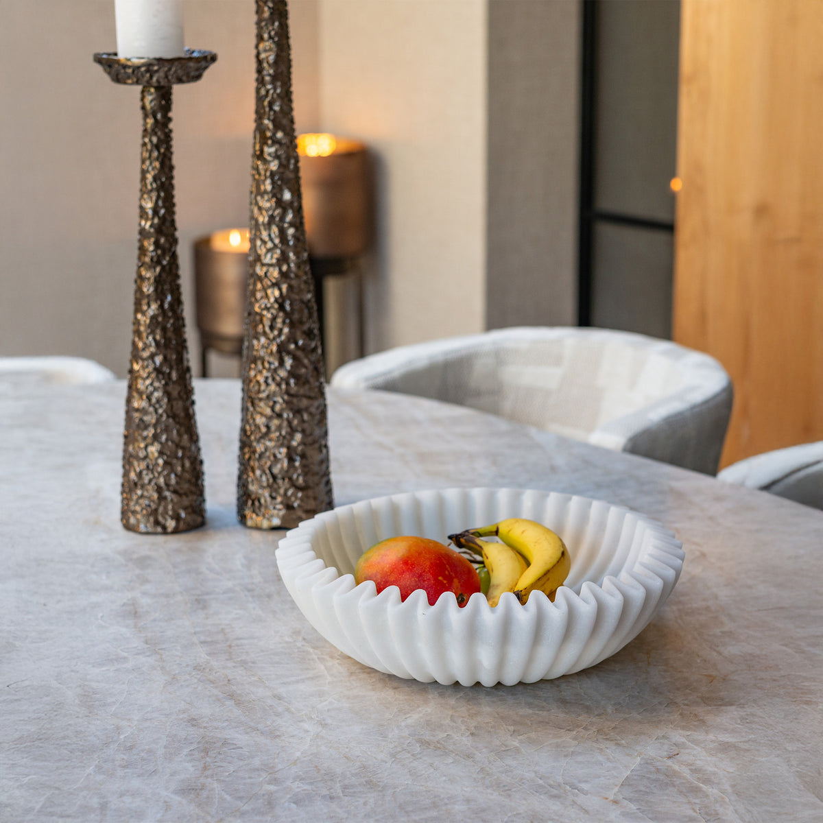 Barago Waved - Decorative Bowl, White Porcelain