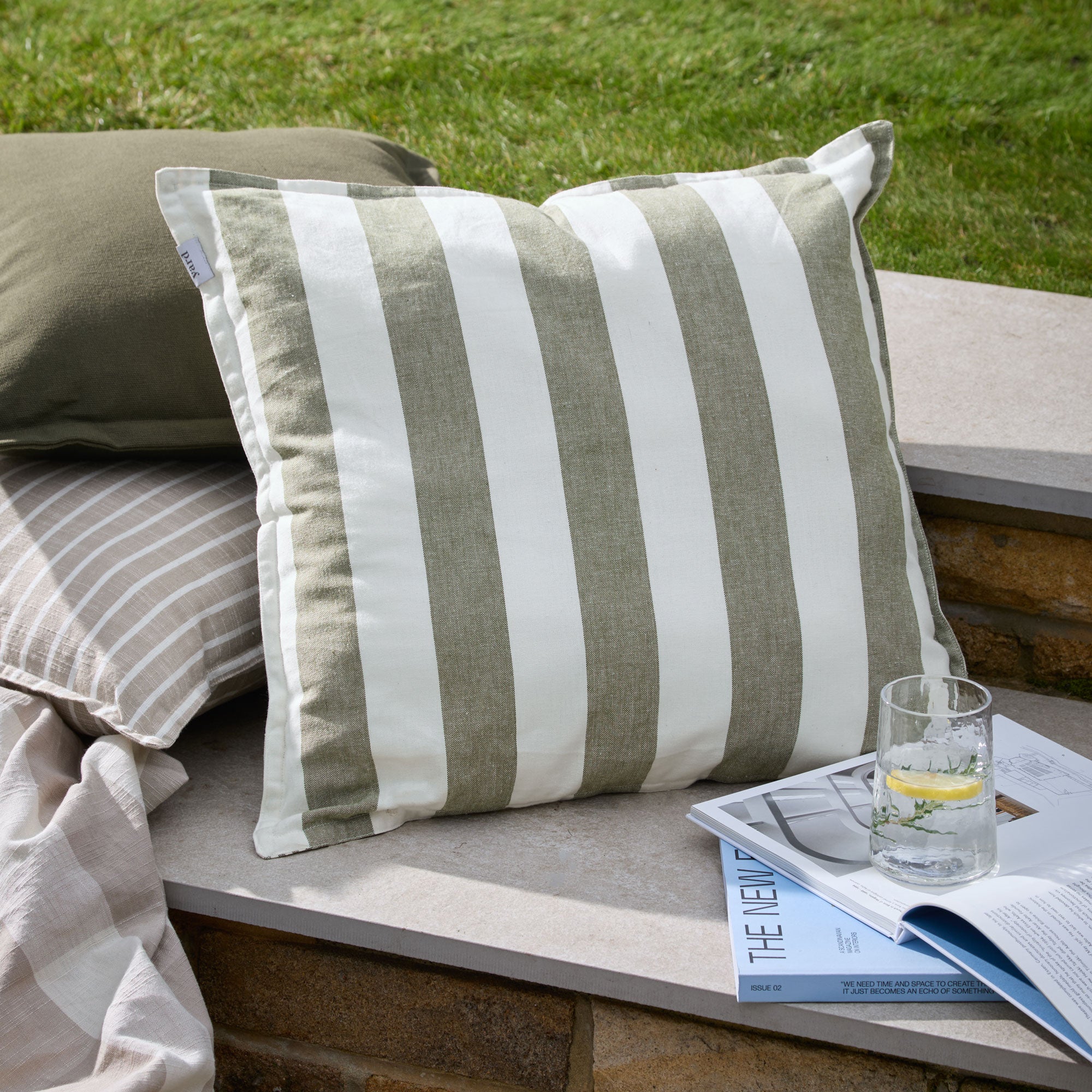 Hayle Cotton - Moss Outdoor Cushion 50x50cm