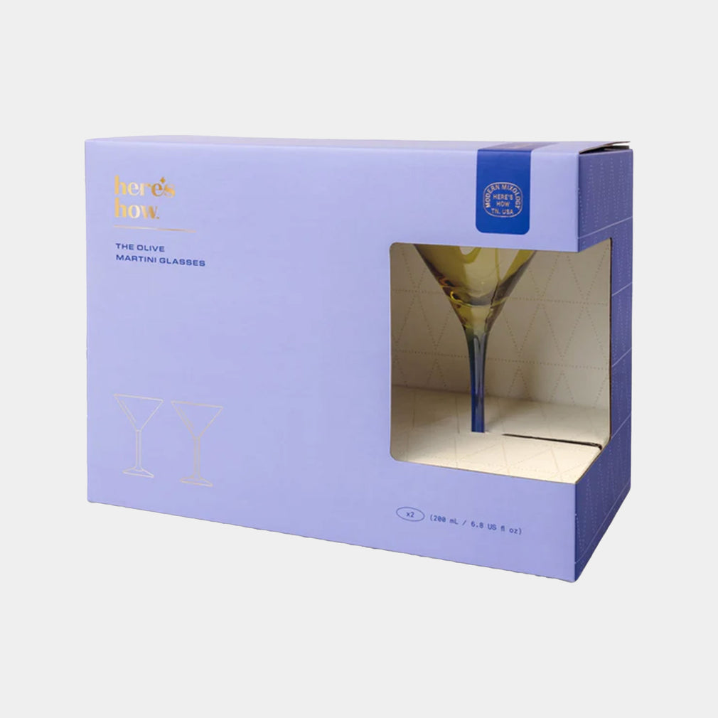 The Olive Blue - Martini Glasses, Set of 2