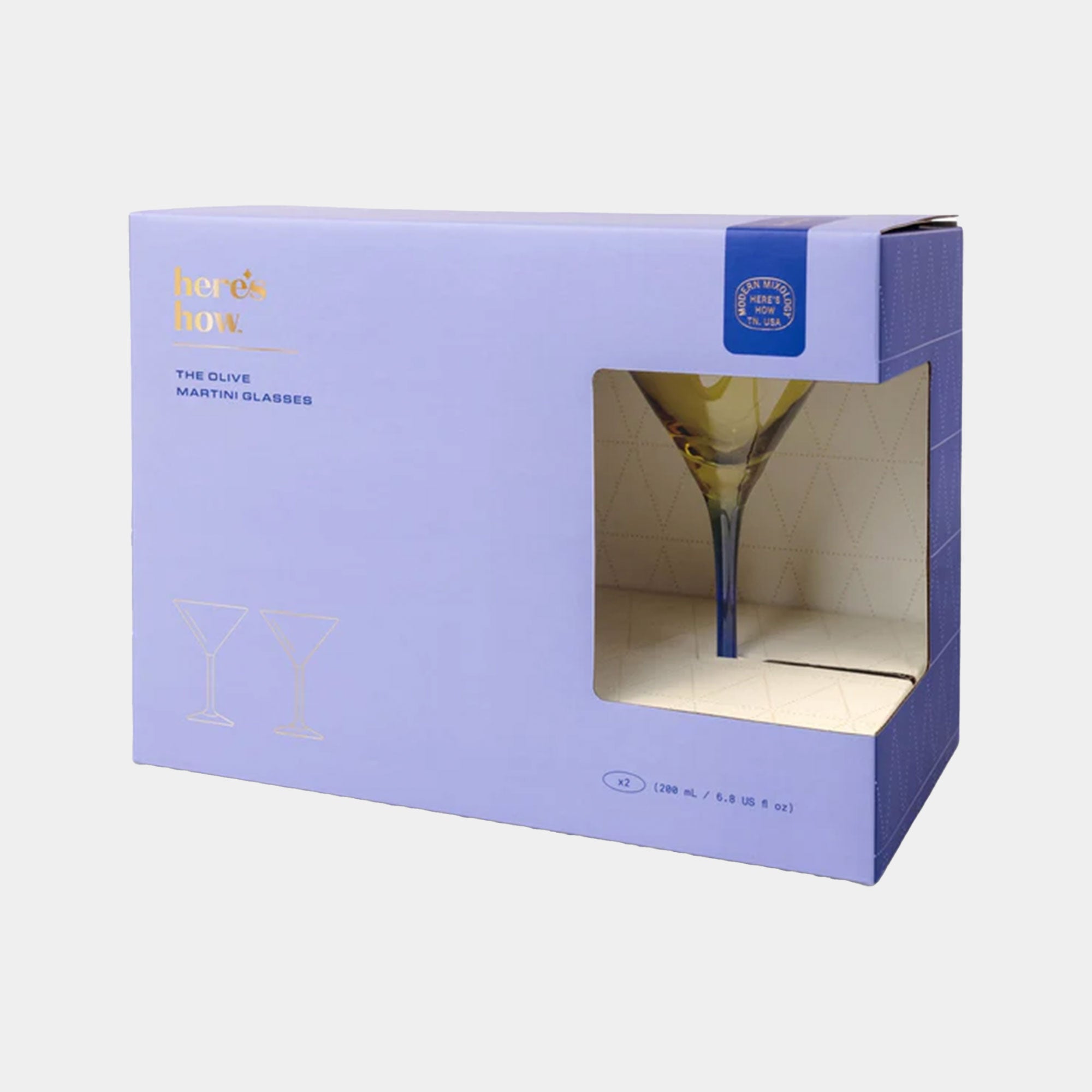 The Olive Martini Blue - Glasses, Set of 2