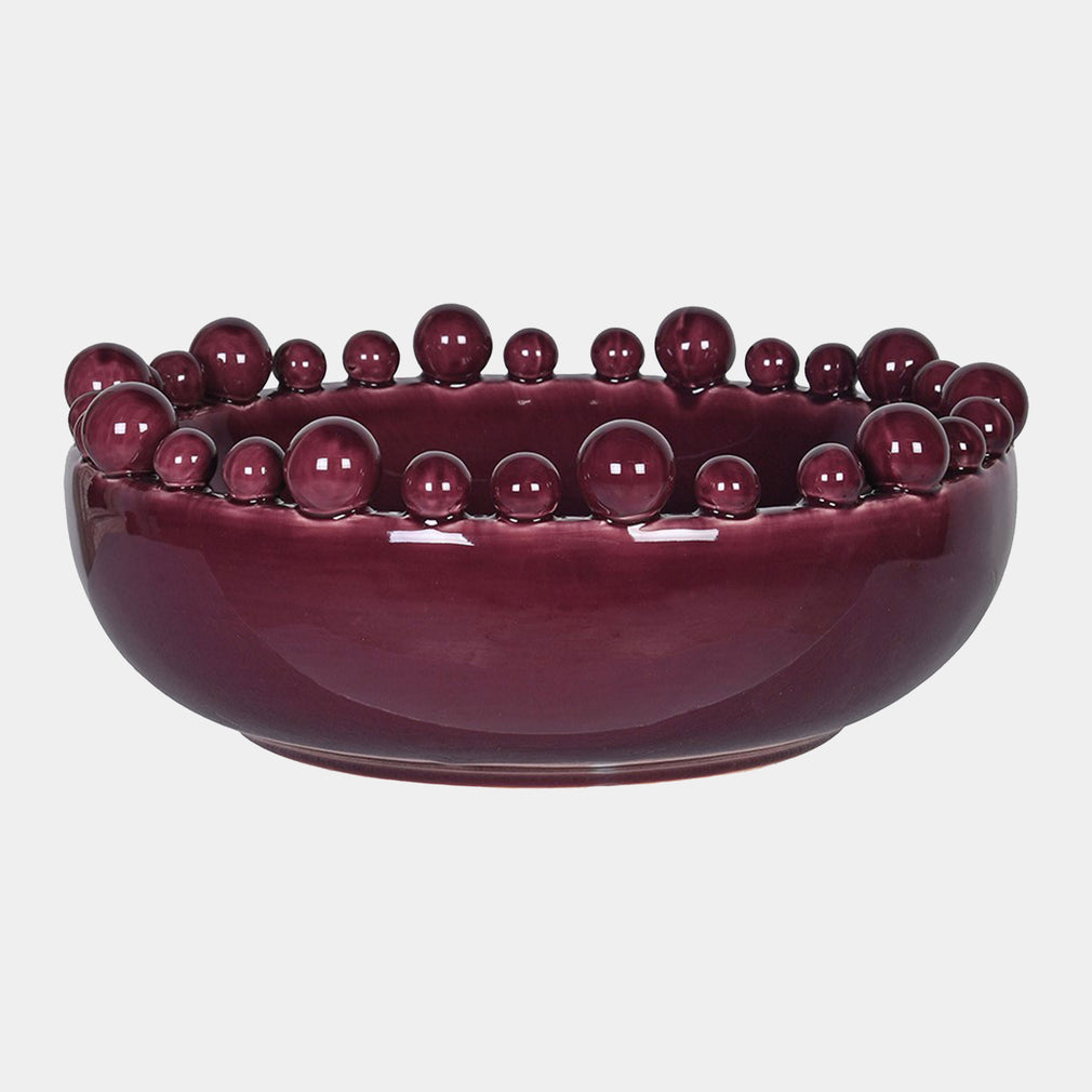 Bobble - Decorative Bowl, Burgundy Ceramic