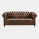 Churchill - 3.5 Seat Sofa In Leather Vintage LLS Cognac 1806/Antique Brass Studs With Mahogany Feet