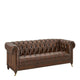 Churchill - 3.5 Seat Sofa In Leather Vintage LLS Cognac 1806/Antique Brass Studs With Mahogany Feet