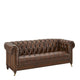 3.5 Seat Sofa In Leather Vintage LLS Vintage Tabac 1807 With Antique Brass Studs With Mahogany Feet