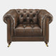 Churchill - Club Chair In Leather Vintage LLS Cognac 1806/Antique Brass Studs With Mahogany Feet