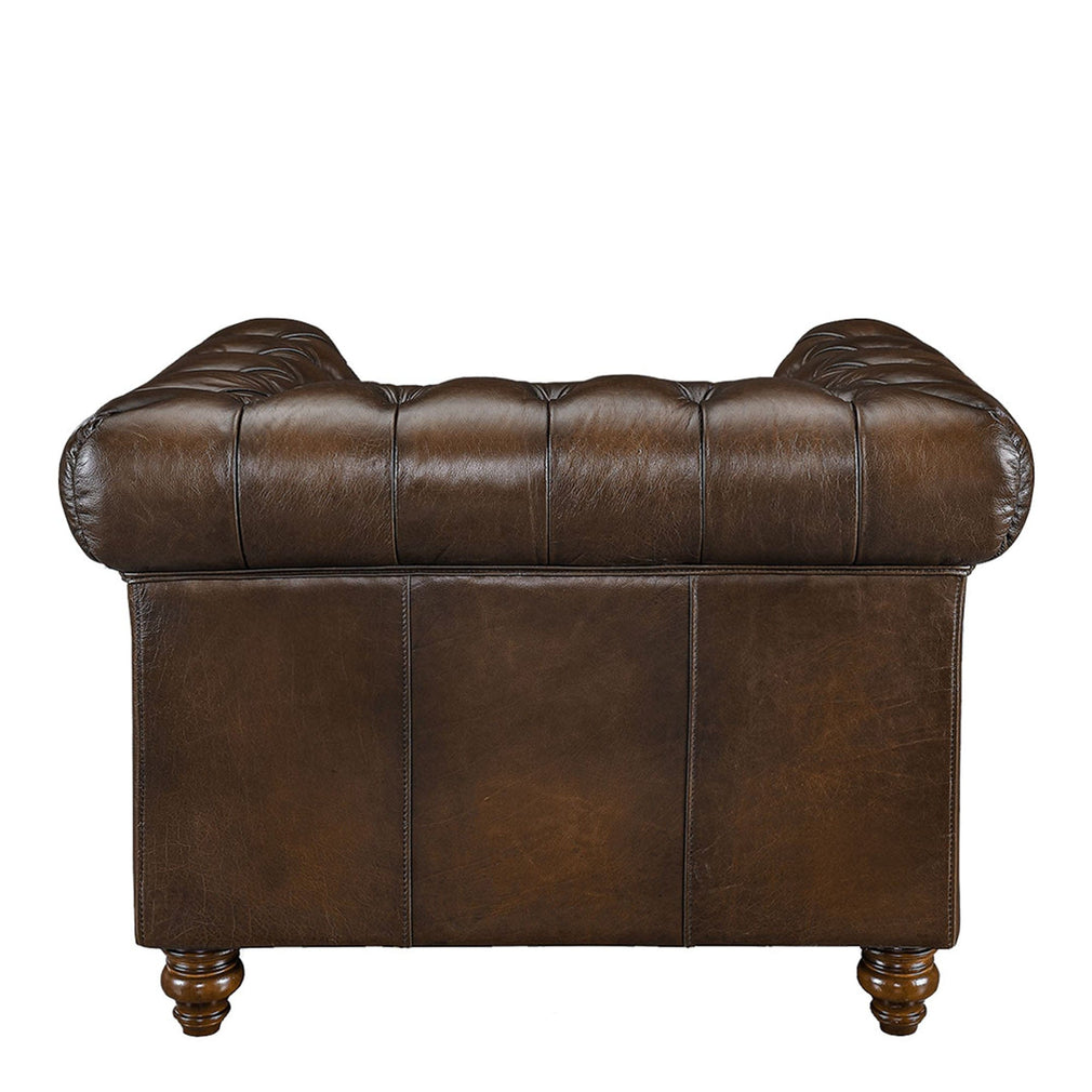 Churchill - Club Chair In Leather Vintage LLS Cognac 1806/Antique Brass Studs With Mahogany Feet