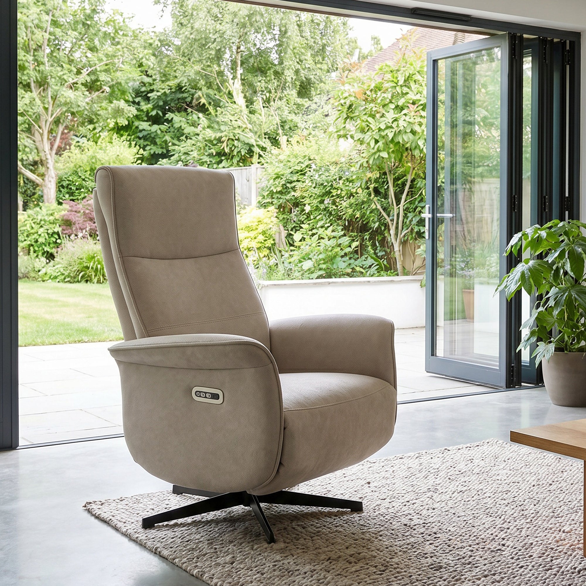Halstad - Swivel Power Recliner Chair, Leather