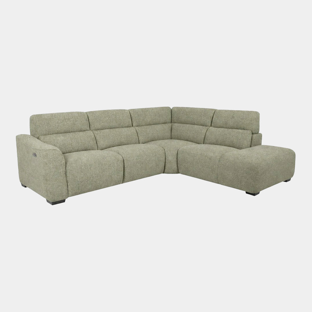 Malibu - RHF Power Recliner Corner Sofa, Fabric Hawaii Green - FAB-HAI-15