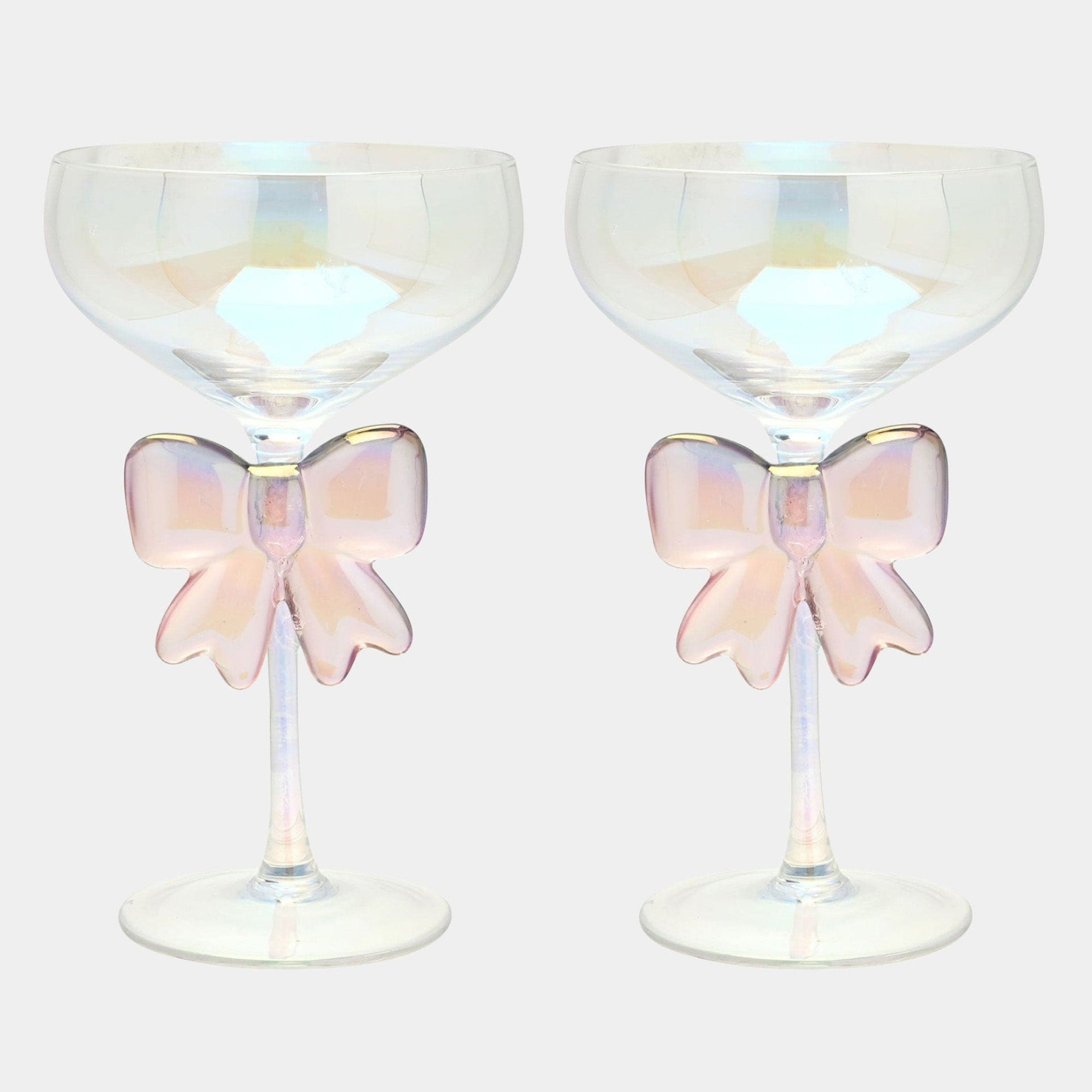 Hestia Pink Bow - Martini Glasses, Set of 2