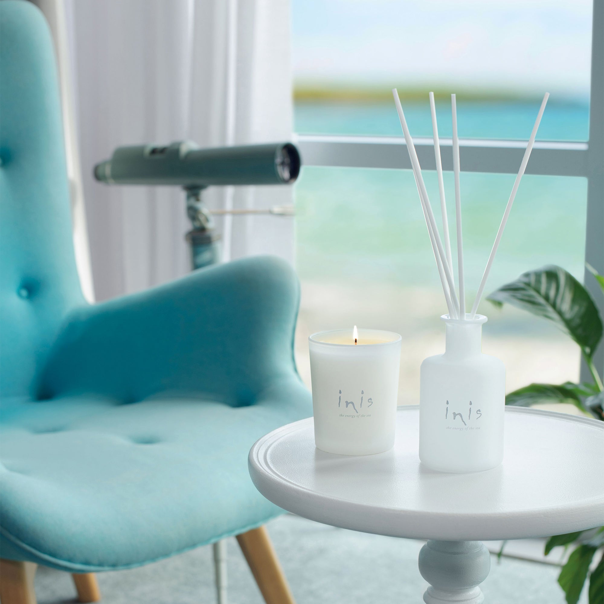 Inis - The Energy of the Sea Reed Diffuser & Candle Set Of 2