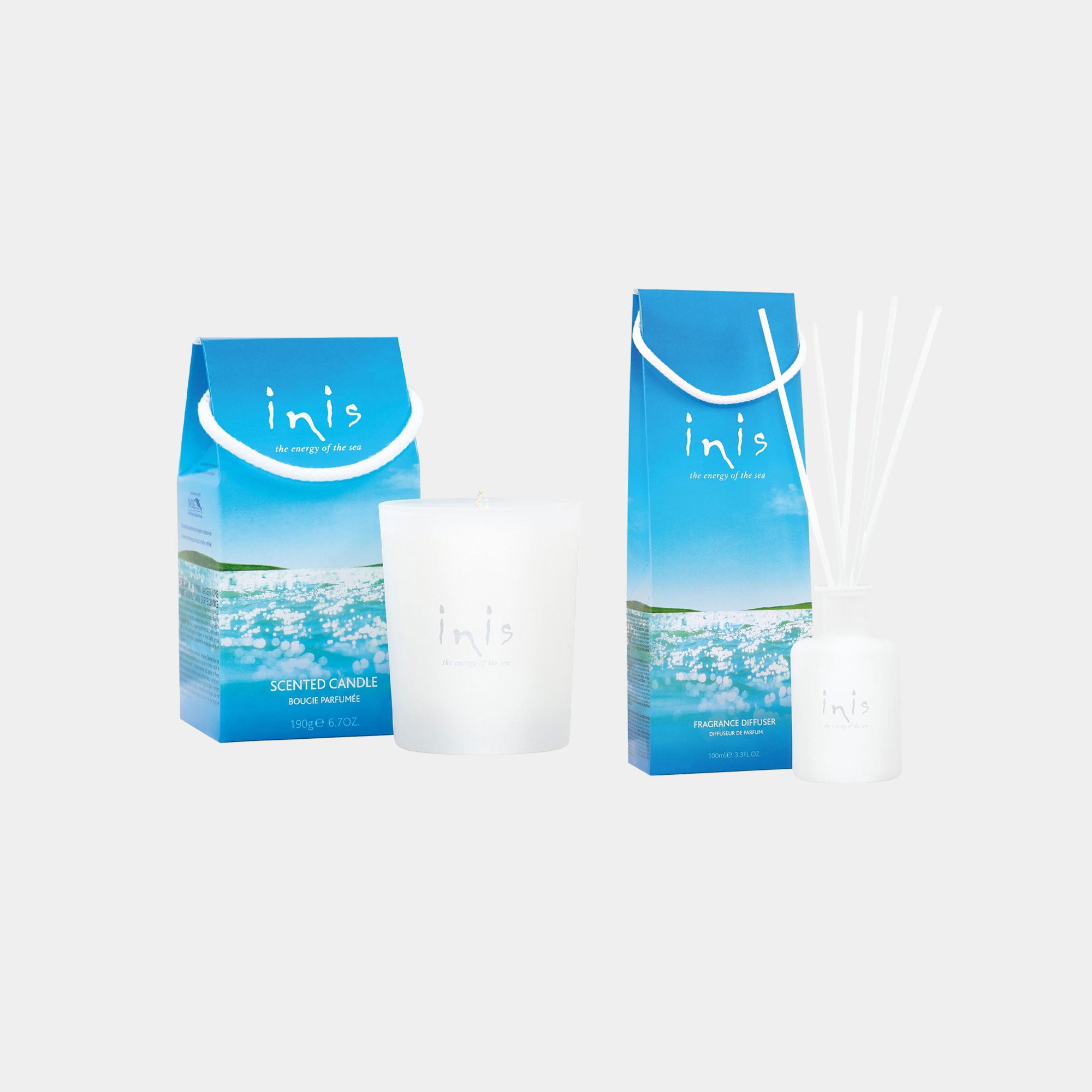 Inis - The Energy of the Sea Reed Diffuser & Candle Set Of 2