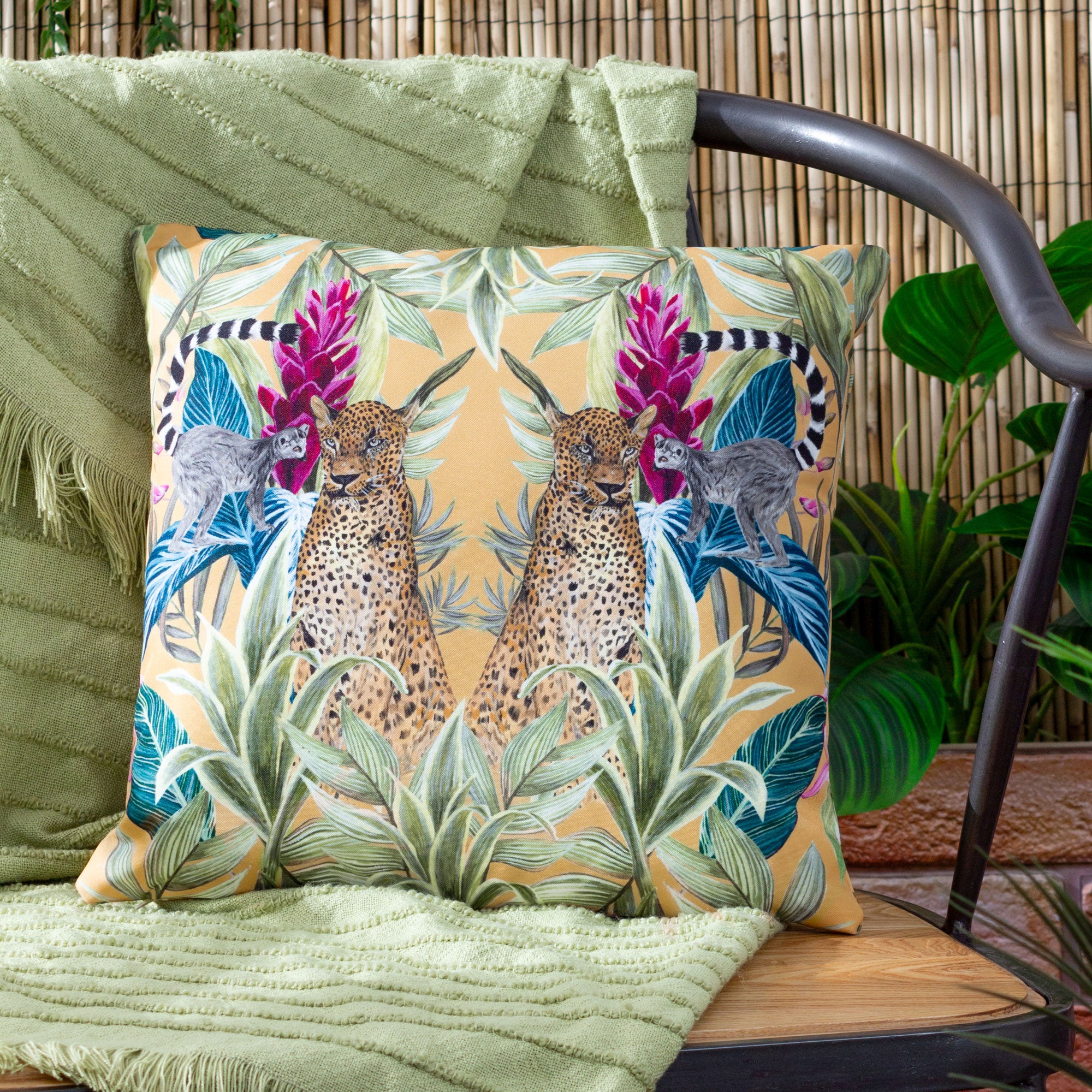 Kali Leopards - Multicoloured Outdoor Cushion 43x43cm
