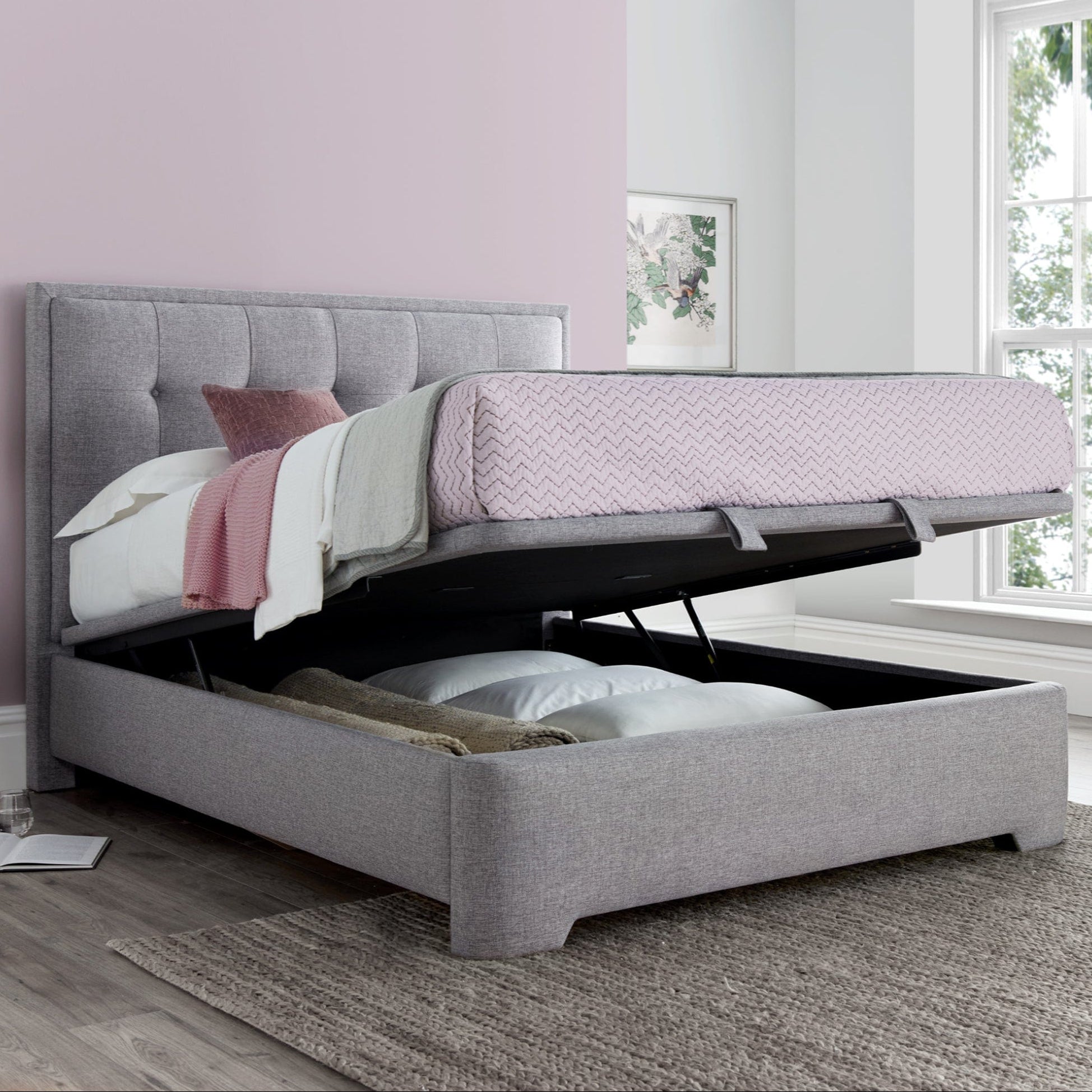 Heidi - Ottoman Bed Frame, Grey