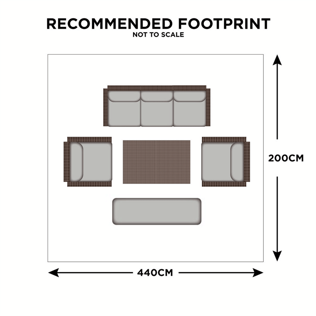 Key Largo - 3 Seat Garden Sofa Set With Rising Table, Aluminium