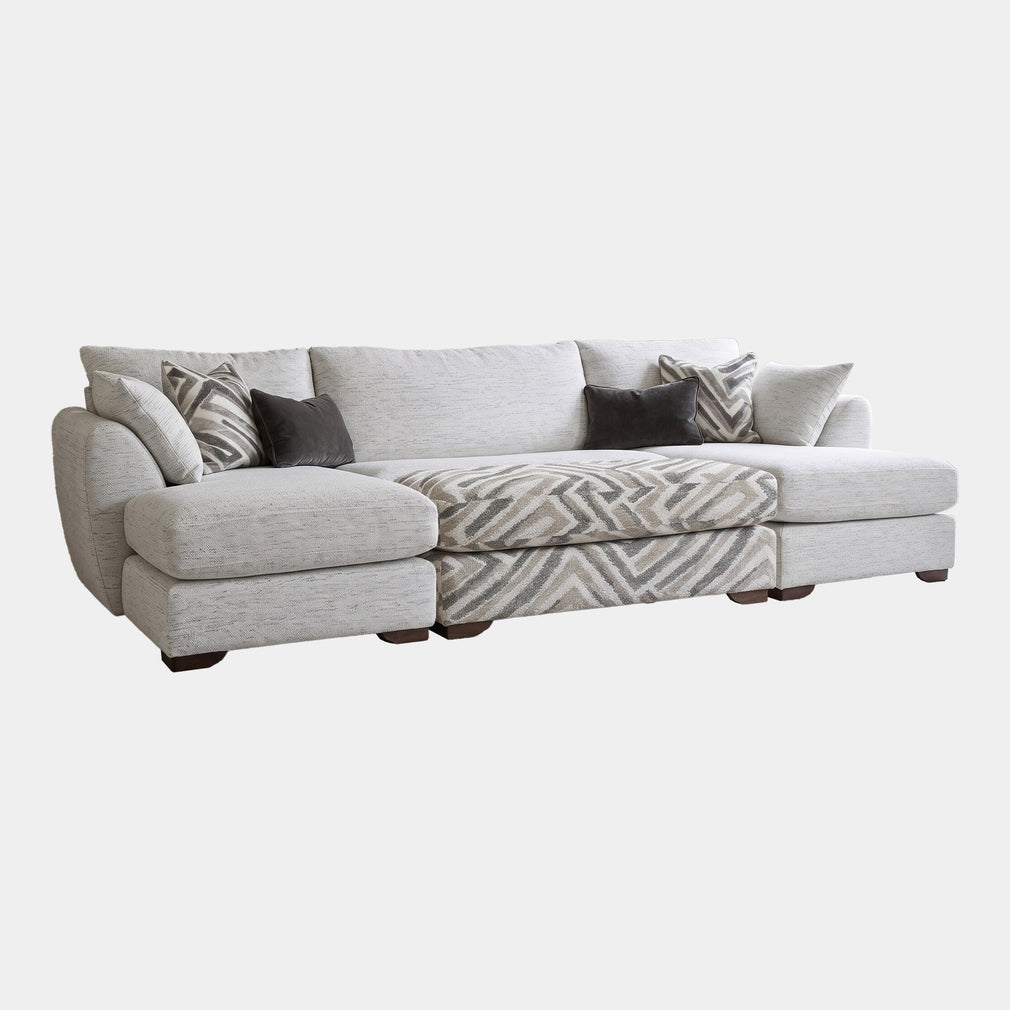 Embrace - Large Double Chaise Sofa With Loafer Stool, Fabric