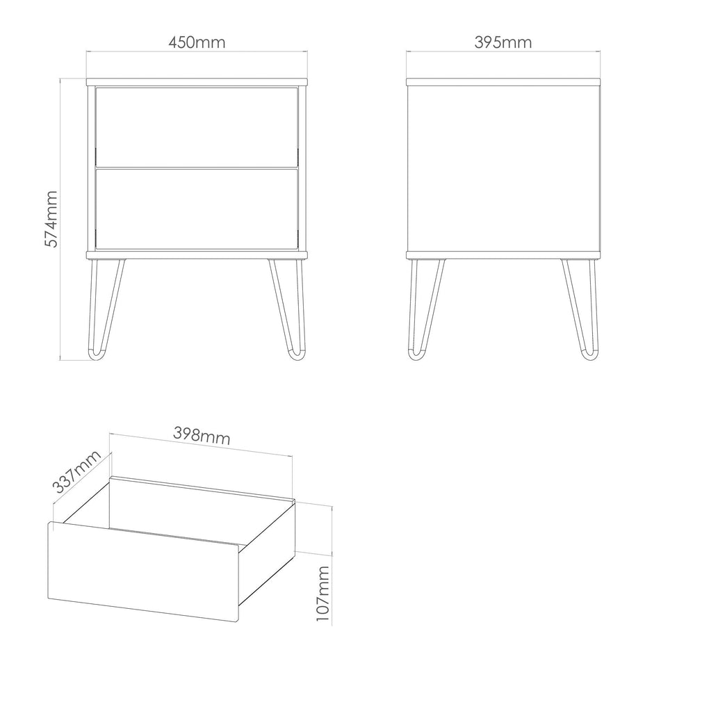 Harvey - 2 Drawer Bedside Table