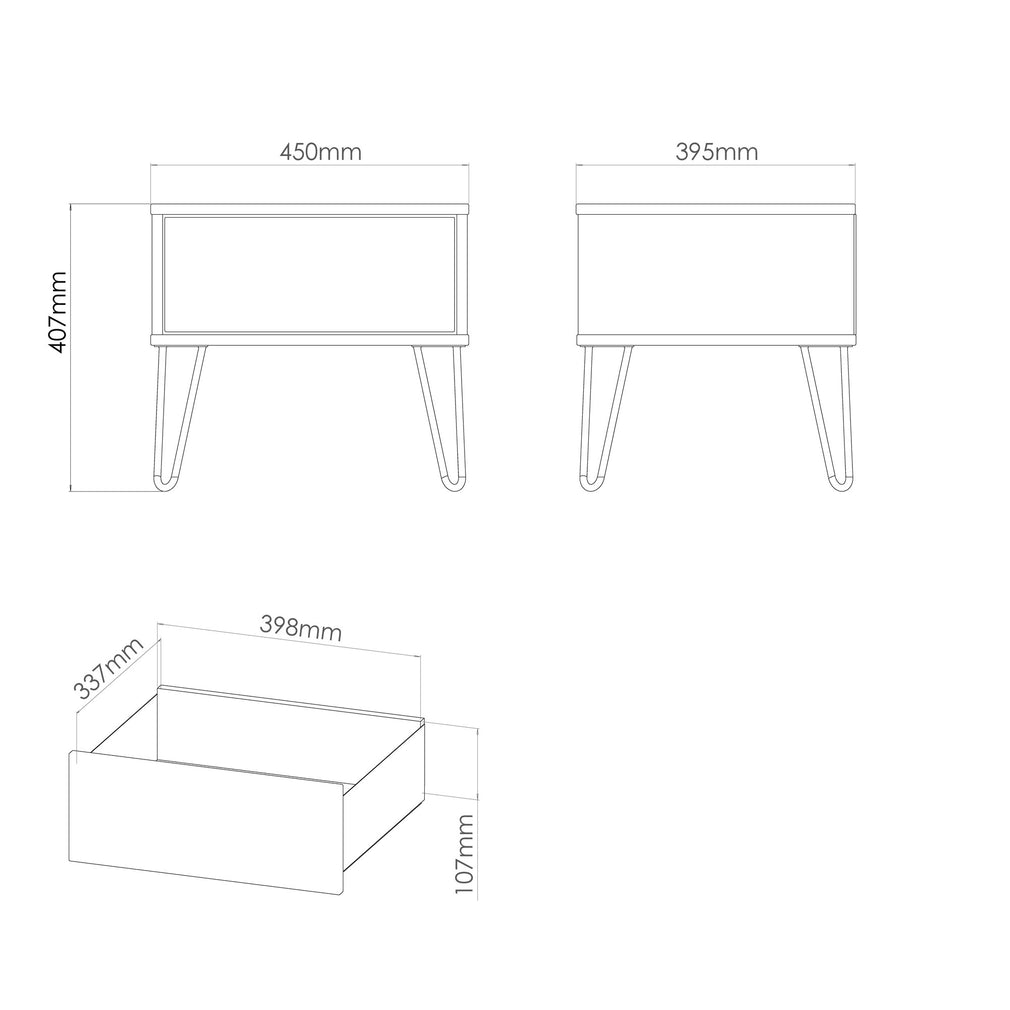 Harvey - 1 Drawer Bedside Table