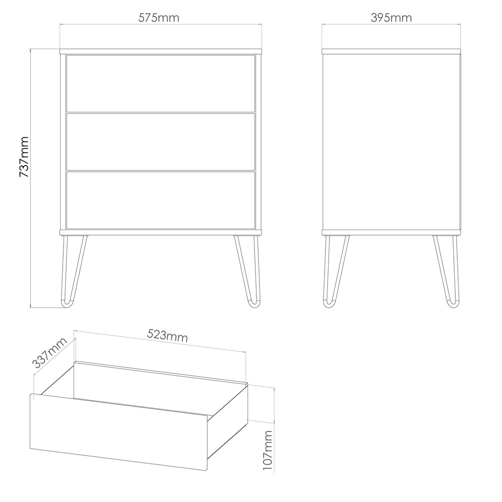 Harvey - 3 Drawer Midi Chest