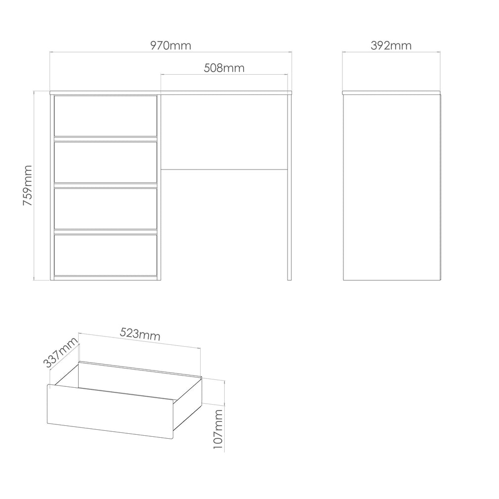 Harvey - Dressing Table, 4 Drawers