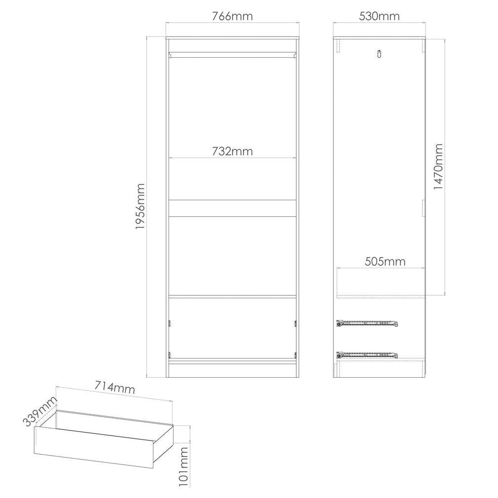Harvey - 2 Drawer Wardrobe