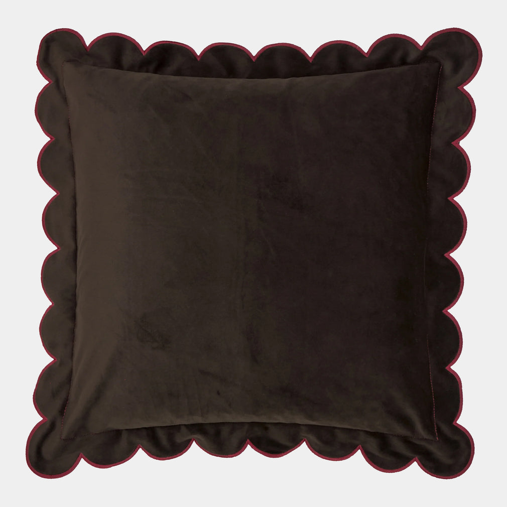 Scallop Velvet - Chocolate Brown Cushion 45x45cm