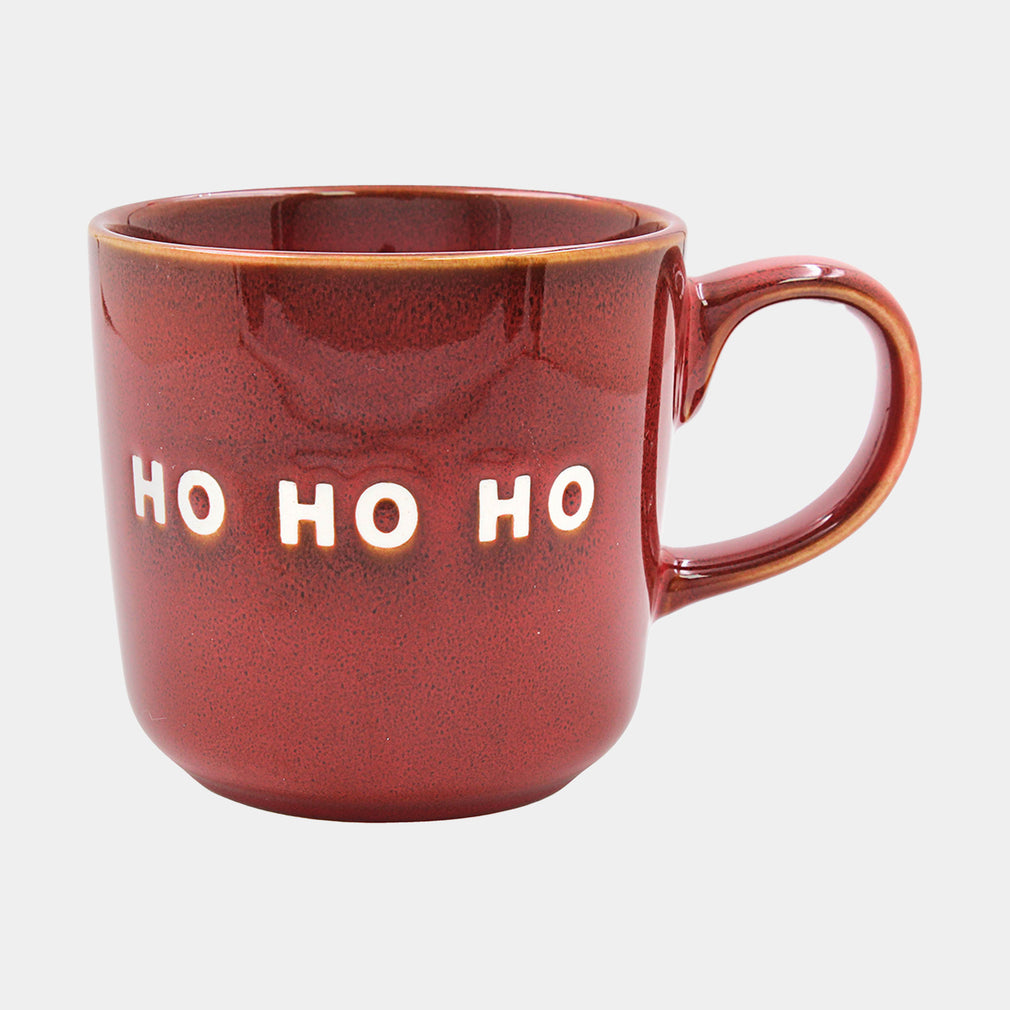 Ho Ho Ho Christmas Mugs Set of 4 - Festive Red Coffee Cups