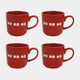 Ho Ho Ho Christmas Mugs Set of 4 - Festive Red Coffee Cups