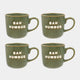 Bah Humbug Christmas Mugs Set of 4 - Festive Green Coffee Cups