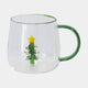 Christmas Tree Glass Mugs Set of 4 - Festive Hot Chocolate & Coffee Cups