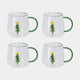 Christmas Tree Glass Mugs Set of 4 - Festive Hot Chocolate & Coffee Cups