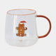 Gingerbread Glass Mugs Set of 4 - Festive Hot Chocolate & Coffee Cups