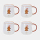 Gingerbread Glass Mugs Set of 4 - Festive Hot Chocolate & Coffee Cups