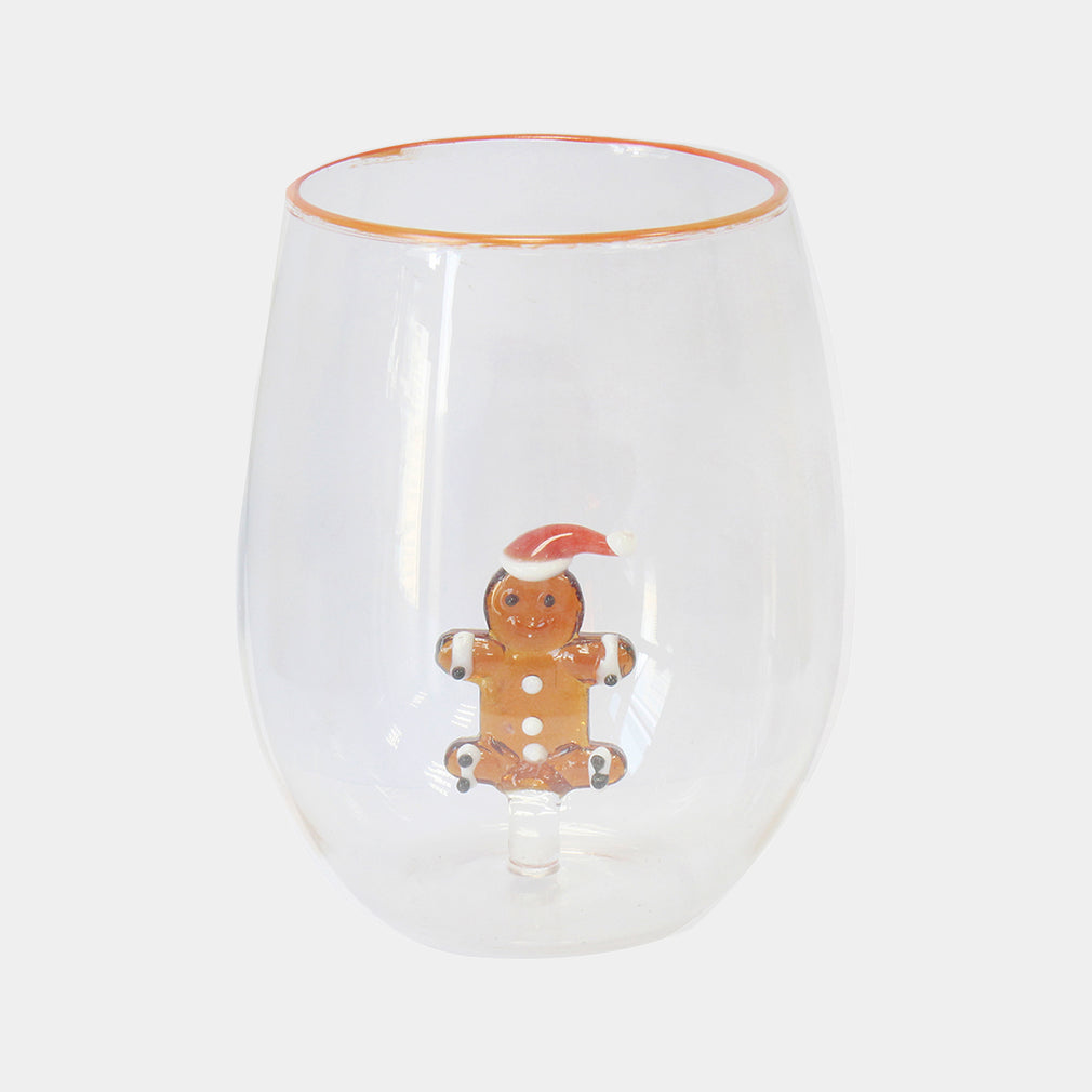 Gingerbread Glass Tumblers Set of 4 - Festive Hot Chocolate & Cocktail Glasses
