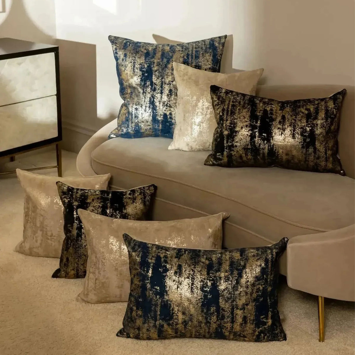 Lunetta Velvet - Gold Natural Cushion 43x43cm