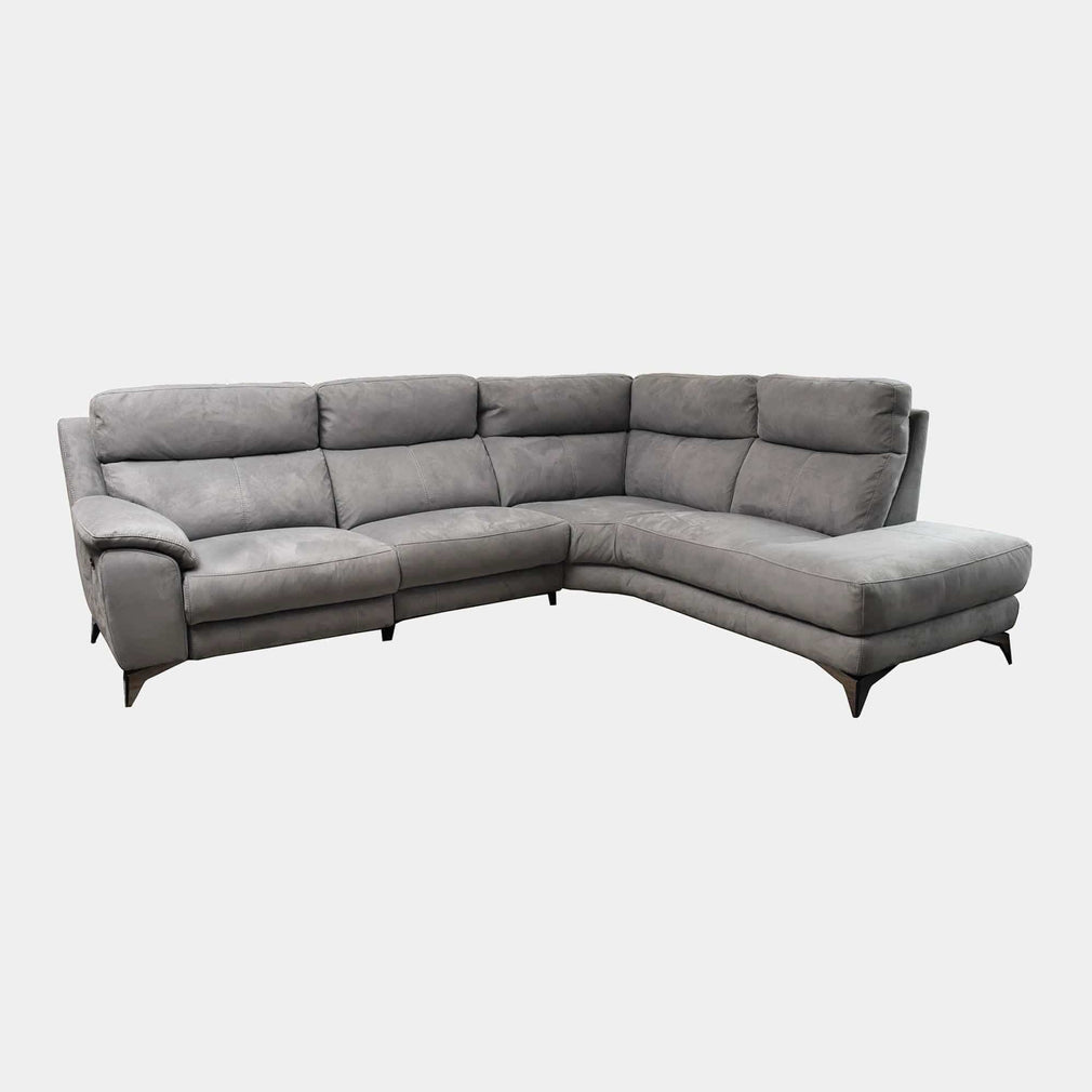 Miura - RHF Power Recliner Corner Sofa, Fabric MAD-02 Silver Grey