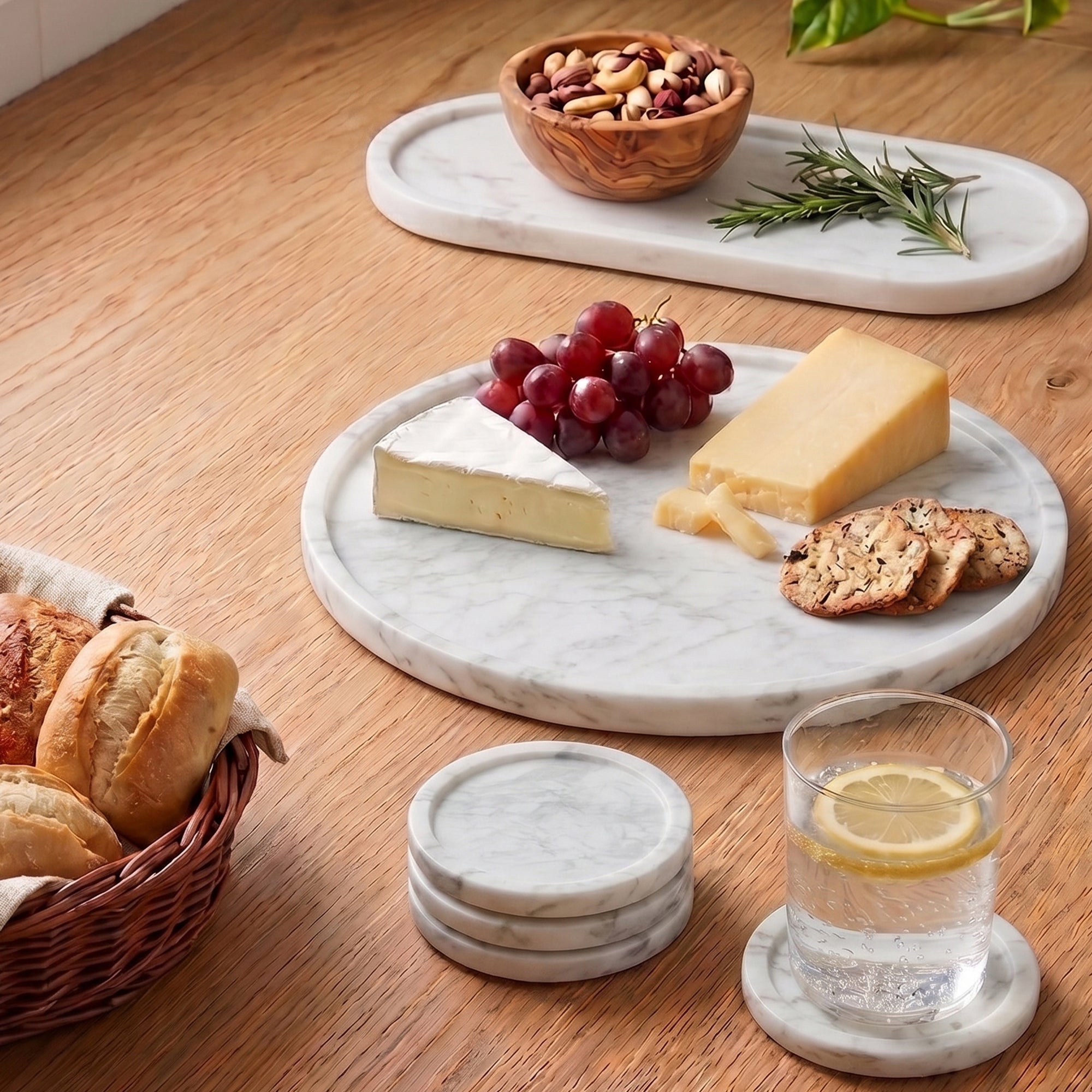 White Marble - Round Serving Platter
