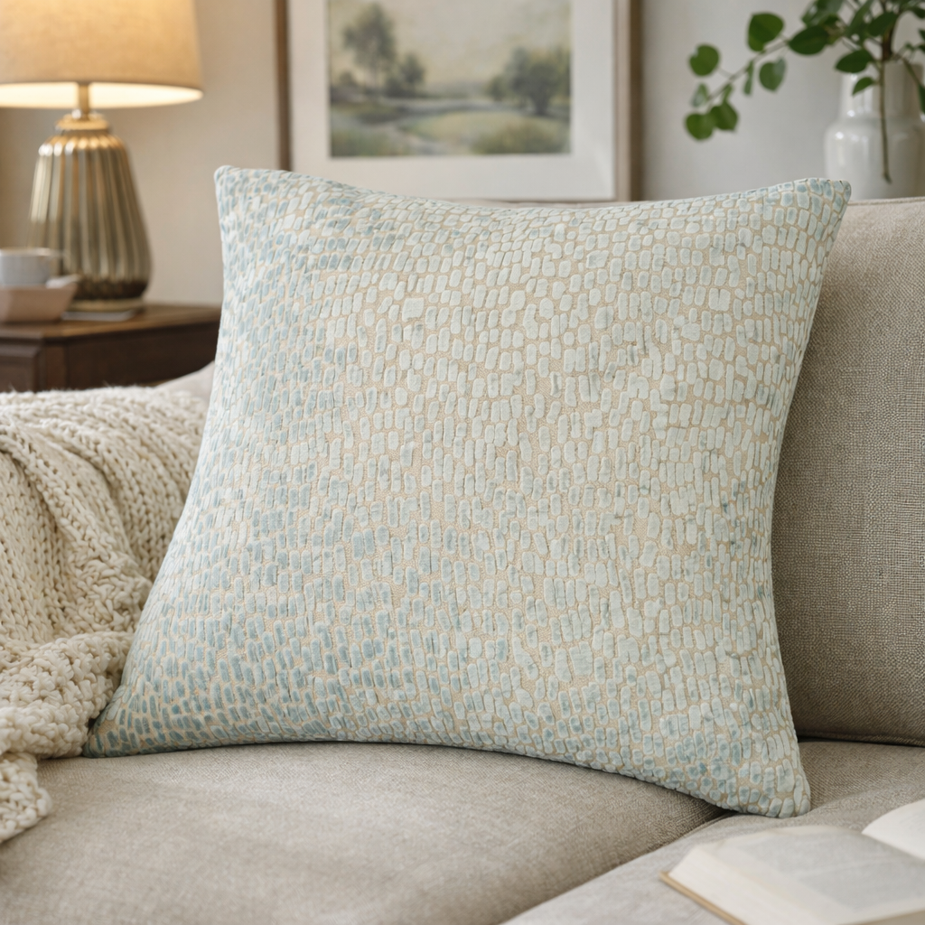 Dashes Velvet - Baby Blue Cushion 56x56cm