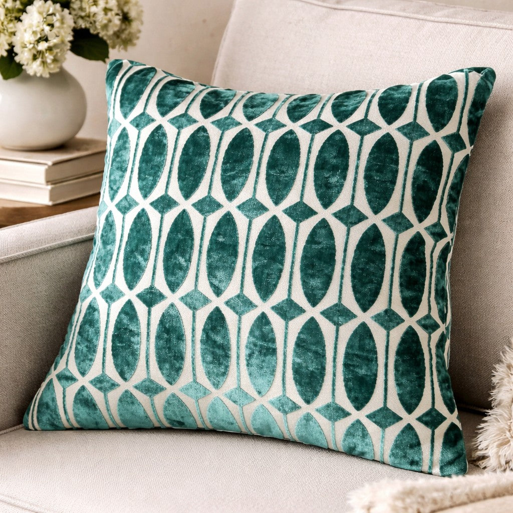 Lattice - Teal Cushion 56x56cm