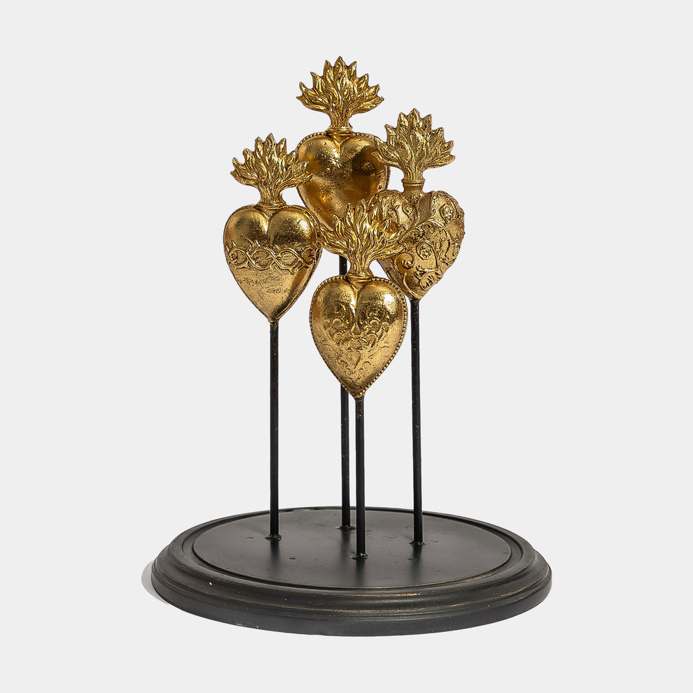 Golden Affections - Hearts in a Cloche Ornament