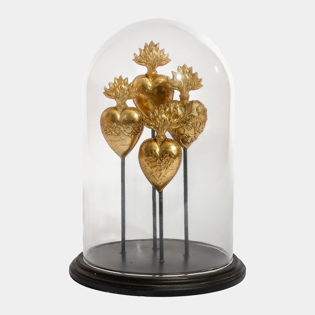 Golden Affections - Hearts in a Cloche Ornament