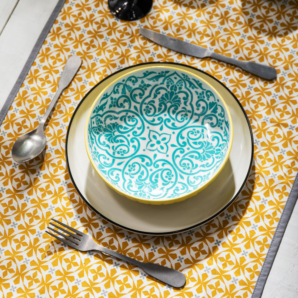Mikasa Mediterranean Yellow & Blue - Pasta Bowls, Set of 4