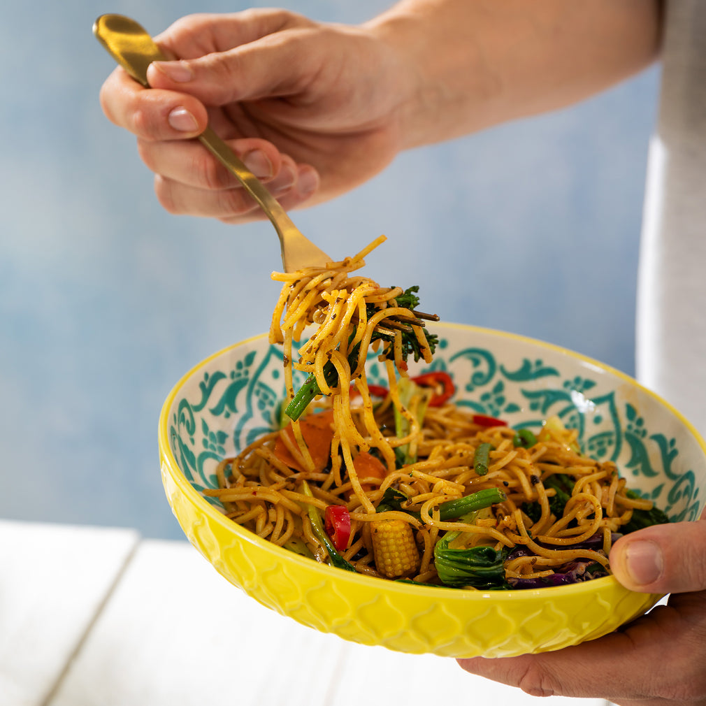 Mikasa Mediterranean Yellow & Blue - Pasta Bowls, Set of 4