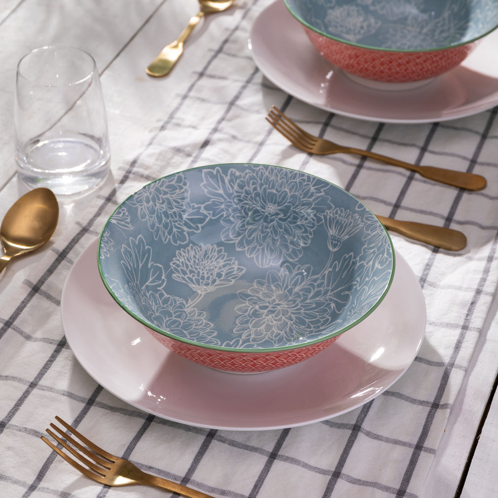 Mikasa Floral Grey - Ramen Bowls, Set of 4