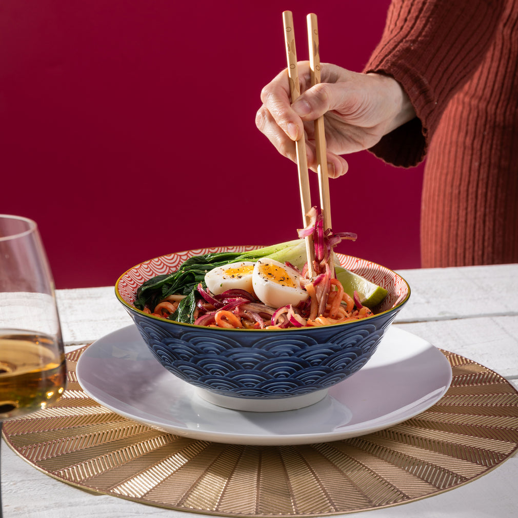 Mikasa Red & Blue - Ramen Bowls, Set of 4