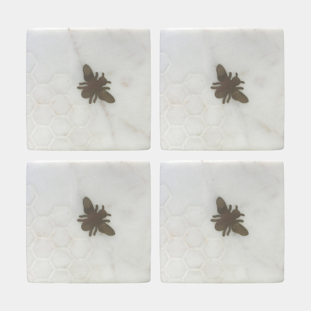 Culinary Concepts Bee - Marble Coasters, Set of 4