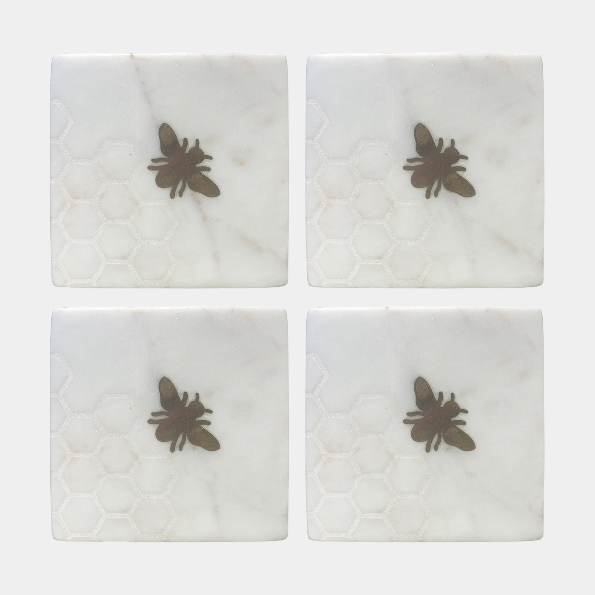 Culinary Concepts Bee - Marble Coasters, Set of 4
