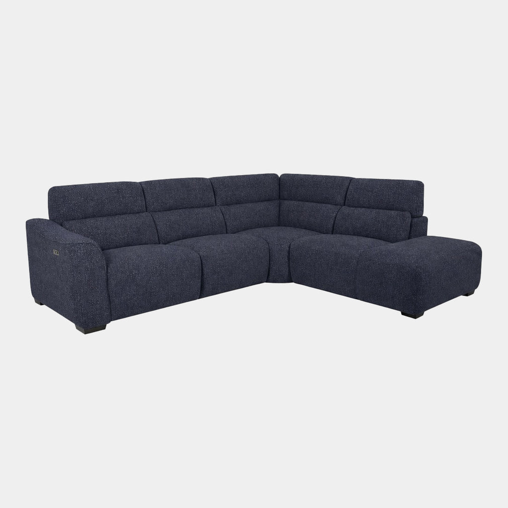 Malibu - RHF Power Recliner Corner Sofa, Fabric Mega Dark Denim - FAB-MGA-10