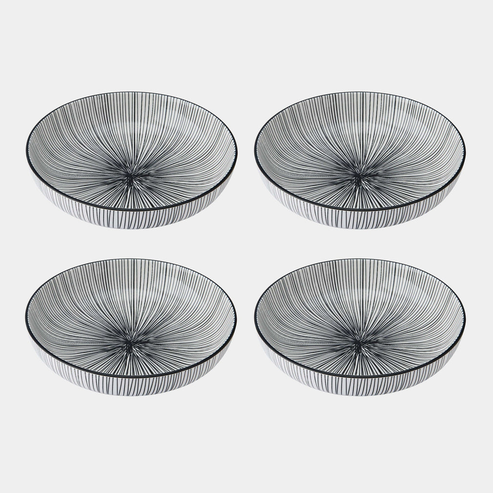 Mikasa Black Striped - Pasta Bowls, Set of 4